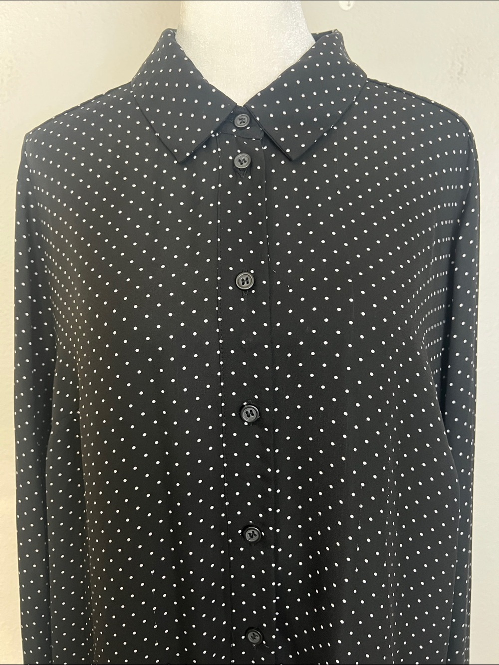 Lane Bryant Polka Dot Blouse/Tunic Black Size 14/16
